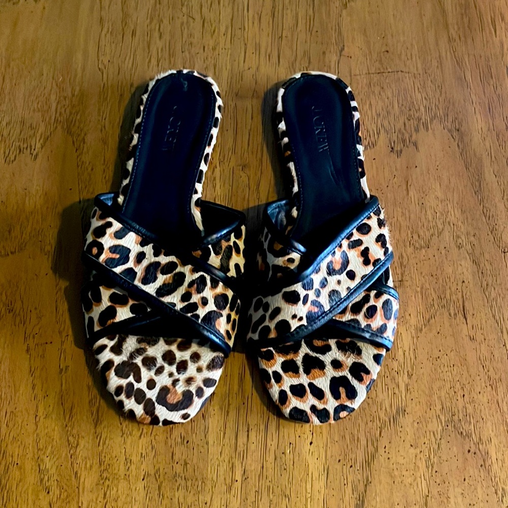 J.Crew calf hair leopard sandals